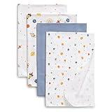 Delta Children 100% Cotton Flannel Baby Receiving Blankets for Girls and Boys – 30x30 Inches (Pack of 4), Space Exploration