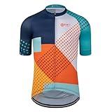 GCRFL Men's Cycling Jersey Short Sleeve Biking Shirt with 4 Rear Pockets Breathable Quick Dry Bicycle Jersey (Navy, Large)