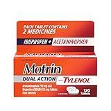 Motrin Dual Action with Tylenol, Ibuprofen & Acetaminophen Fast-Acting Dual Action Pain Reliever for Minor Aches & Pains, Ibuprofen (NSAID) 125 mg & Acetaminophen 250 mg, 120 ct