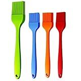 Grill Basting Brush Silicone Pastry Baking Brush BBQ Sauce Marinade Meat Glazing Oil Brush Heat Resistant, Kitchen Cooking Baste Pastries Cakes Desserts, Dishwasher Safe 4Pack