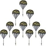 Catcan 10 Pcs Parachute Toy, Camo Parachute Men Tangle Free Throwing Hand Throw Outdoor Flying Paratrooper Toy No Battery nor Assembly Required