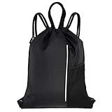 HOLYLUCK Men & Women Outdoor Sport Gym Sack Waterproof Drawstring Backpack Bag (black)
