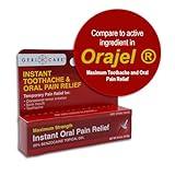 GeriCare Benzocaine 20% Maximum Strength Toothache & Oral Instant Pain Relief Gel 0.5 oz. Fast-Acting Numbing Pain Treatment for Toothaches, Gum Irritation, Sensitivity & Mouth Sores, (Pack of 1)