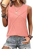 WIHOLL Spring Tops for Women 2025 Trendy Tank Tops Sleeveless Shirts Cute Summer Outfits Coral Pink XL