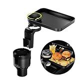 SodaRide Car Cup Holder Tray -Expander- 3 in 1 Detachable Food Table Tray with Solid Base - Road Trip Essentials Accessories Gadgets - Fits Yeti, Hydro Flask 32/40 oz