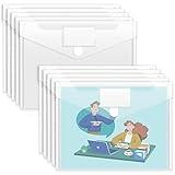 Sooez 10 Pack Plastic Envelopes File Folders, Clear Folder for Document US Letter A4 Size Poly Envelopes with Label Pockets for School Home Work Office Organizer, Clear