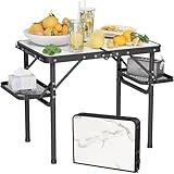 Titanker Folding Camping Table Small 2ft, Small Camp Table Portable with 50% Extra Space, Folding Picnic Table, Portable Beach Tables, Car Camping Essentials, Aluminum Light Solid