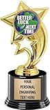 Crown Awards Last Place Trophies with Custom Engraving, 7.25" Personalized Better Luck Next Time Loser Trophy On Deluxe Round Base 1 Pack