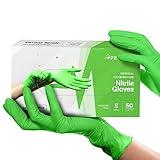 FifthPulse Green Nitrile Disposable Gloves - 50 Count - Small - Powder and Latex Free - Surgical, Medical, Exam and Food Safe Cooking Gloves