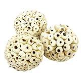 SunGrow Sola Atta Foraging Balls, 2”, White Soft Shred Parrot Chews, Bird Chewing Accessories for Conure, Budgie, Parakeet, Cockatiel, Rabbits, Hamsters, and Small Pets, 3 Pcs/Pack
