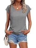 AUTOMET Summer Tops for Women T Shirts 2025 Beach Vacation Fashion Spring Dressy Business Casual Outfits Workout Boho Clothes Grey M