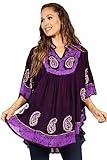 Sakkas Women's Eggplant/Purple One Size V-Neck Sleeveless Paisley Embroidery Poncho Top/Cover Up - Warm Weather