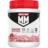 Muscle Milk Genuine Protein Powder, Strawberries ‘N Crème, 1.93 Pounds, 13 Servings, 32g Protein, 3g Sugar, Calcium, Vitamins A, C & D, NSF Certified for Sport, Energizing Snack, Packaging May Vary