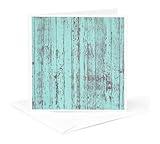 3dRose Greeting Card - Image of Pretty Aqua Weathered Wood - lens Art by Florene - Trendy Textures