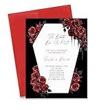 Til Death Do Us Part Wedding Invitations Personalized, Dark Gothic Wedding Invitation Cards With Envelopes, Red and Black Wedding Invitations With Flowers, Your Choice of Quantity and Envelope Color