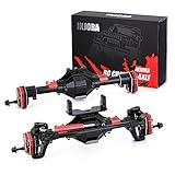 INJORA RC Axle Metal Front and Rear Portal Axle with Protector V2 Gear for 1/10 RC Crawler Car Axial SCX10 & SCX10 II 90046 90047(Black)