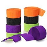 NICROLANDEE Halloween Crepe Paper Streamers - Black & Orange, 82ft Long, 8 Rolls for Halloween Theme Horror Party, Birthday & Home Party Backdrop Decorations