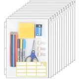 KTRIO Letter Size Binder Pockets 3 Ring Binder Zipper Pouch 12 Pack, 3 Holes Clear PVC Loose Leaf Bags 8.5"×11" Document Folders for Business Office School Supplies