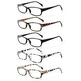 Kerecsen Reading Glasses 5 Pairs Fashion Ladies Readers Spring Hinge with Pattern Print Eyeglasses for Women (Mix Color -4, 3.50)