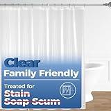 downluxe Waterproof Clear Shower Curtain Liner - PEVA Lightweight Plastic Shower Liner with 3 Magnets, Shower Curtains for Bathroom, 72" x 72", Clear