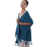RIIQIICHY Winter Scarf for Women Blue Pashmina Shawls Wraps for Evening Dresses Large Warm Soft Scarves