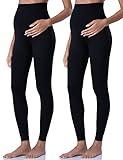 POSHDIVAH Women's Maternity Leggings Over The Belly Pregnancy Yoga Pants Active Wear Workout Leggings 2pcs Black X-Large