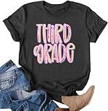 Third Grade Teacher Shirt for Women Back to School Rainbow Tee Colorful Graphic T-Shirt First Day of School Top