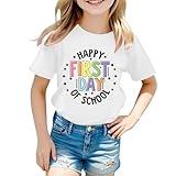 First Day of School Shirt for Kids Boys Girls Cute Letter Printed Short Sleeve Tees Tops Back to School Clothes White, 12-13 Years