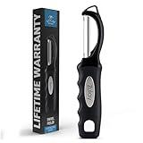Zulay Kitchen Swivel Vegetable Peeler - Stainless Steel Potato & Veggie Peeler with Comfortable Grip - Built In Blemish Remover - Black