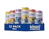 Leisure Hydration Non-Carbonated Electrolyte Refresher, Variety Pack - Low Sugar Nutrient Enhanced Water Beverage - Get The Best Hydration Packed w/ Magnesium & Ashwagandha For Mood & Stress Support, Non-GMO, 16 oz (12-Cans)