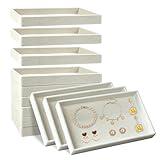 12 Pack Velvet Jewelry Trays, 8.3x5x1 Inches Premium Stackable Jewelry Drawers Organizer Inserts for Women Girls, Beige Jewelry Storage Display Trays for Necklace Earring Ring Bracelet (1 grid)