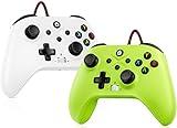 2 Pack Wired Controller Compatible with Xbox One S/X, Xbox Series X/S Windows 10/11 PC Gaming Controller with Audio Jack & Volume Button/Turbo/Macro/Motion Control & Dual Shock/Speakers -Need to upgrade(White+Green)