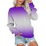 Muyise Blue Jacket Workout Shirt Women Women's Fashion Light Blue Blouses for Women Plus Size Pink Shirt Long Sleeve Tees for Women White Workout Tank Oversized Hoodies for Women(G-Purple,XX-Large)