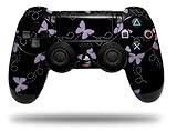 WraptorSkinz Vinyl Decal Skin Compatible with Sony PS4 Controller PlayStation 4 Original Slim and Pro Pastel Butterflies Purple on Black (Controller NOT Included)