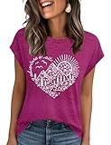 Women Adventure Awaits Outdoor Graphic Tee Shirt Kindness Heart Printed Hike Mountain Nature Travel Shirt(Purple Heart,M)