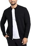 X RAY Mens Zip Up Cardigan Sweater, Full Zip Sweater for Men for Spring, Casual Slim Fit Knit Jacket, Black - Mock Neck, Large