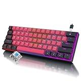 RAZEAK Portable 60% Mechanical Gaming Keyboard, Compact 61 Keys Mini USB-C Computer Keyboard Blue Switch for Windows PC Laptop - Black/Red
