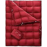 KingCamp Ultralight Camping Blanket, Packable Down Alternative Puffy Wearable Blankets Weatherproof Warm Package Quilt with Snap Buttons for Outdoor Hiking Travel Picnic Stadium (69"L x 53"W CRIMSON)