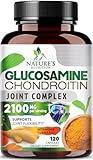Glucosamine Chondroitin MSM 2100mg Complex - Joint Support Supplement for Joint Mobility & Comfort For Men and Women with Turmeric & Boswellia, Triple Strength Glucosamine Supplements - 120 Capsules