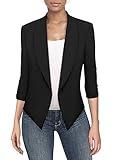 Hybrid & Company Versatile and Modern Women's Nylon Ponte De Roma Open Blazer Jacket JK1133X 1073T Black 2X