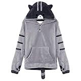 GK-O Women Cute Hooded Cat Ears Hoodie Girl Pullover Jacket Sweatshirt Coat Anime (Asian Size M) Light Gray