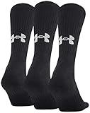 Under Armour Adult Training Cotton Crew Socks, Multipairs , Black (3-Pairs) , Medium