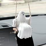 YGMONER Cute Swinging Ghost Car Mirror Hanging Ornament Halloween Car Interior Accessories (Ghost)