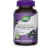 Nature’s Way Sambucus Elderberry Immune Gummies, Daily Immune Support for Kids and Adults*, with Vitamin C, Vitamin D3, Zinc, Gluten Free, Vegetarian, 60 Gummies