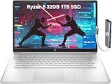 HP 17 Laptop (17.3" FHD Anti-Glare, AMD Ryzen 5 5500U, 32GB RAM, 1TB SSD, 6-Core(> i7-1165G7)) for Business, Enterprise, Students, Long Battery Life, Webcam, Fast Charge, IST Hub, Win 11 Pro, Silver
