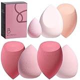 Makeup Sponge Set BS-MALL with Storage Case 7 Pcs for Liquid, Cream, and Powder,SAVE Foundation with 1 Mini Makeup Sponge For Travel Daily Use (A-Pink）