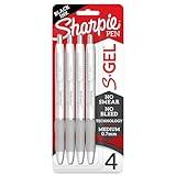 Sharpie S-Gel Pens, Medium Point (0.7mm), Pearl White Body, Black Ink, 4 Count - Ideal for Writing, Journaling, Drawing, Coloring, Note-Taking, College Supplies