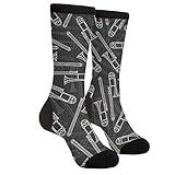 Black White Trombones Vintage Unisex Novelty Crew Socks Casual Funny Crazy Dress Socks Gift
