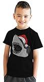 Youth Santa Jaws Funny Holiday Shark Christmas Cool Novelty T Shirt for Kids Funny Children's Apparel Christmas Tops for Kids Cool Shark Short Sleeve Black M