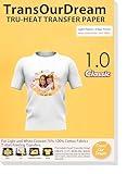 TransOurDream Heat Transfer Paper for T Shirts (20 Sheets, 8.5x11") Printable Heat Transfer Vinyl for Inkjet Printer Iron on Transfers for Light & White Fabrics (Trans-1)